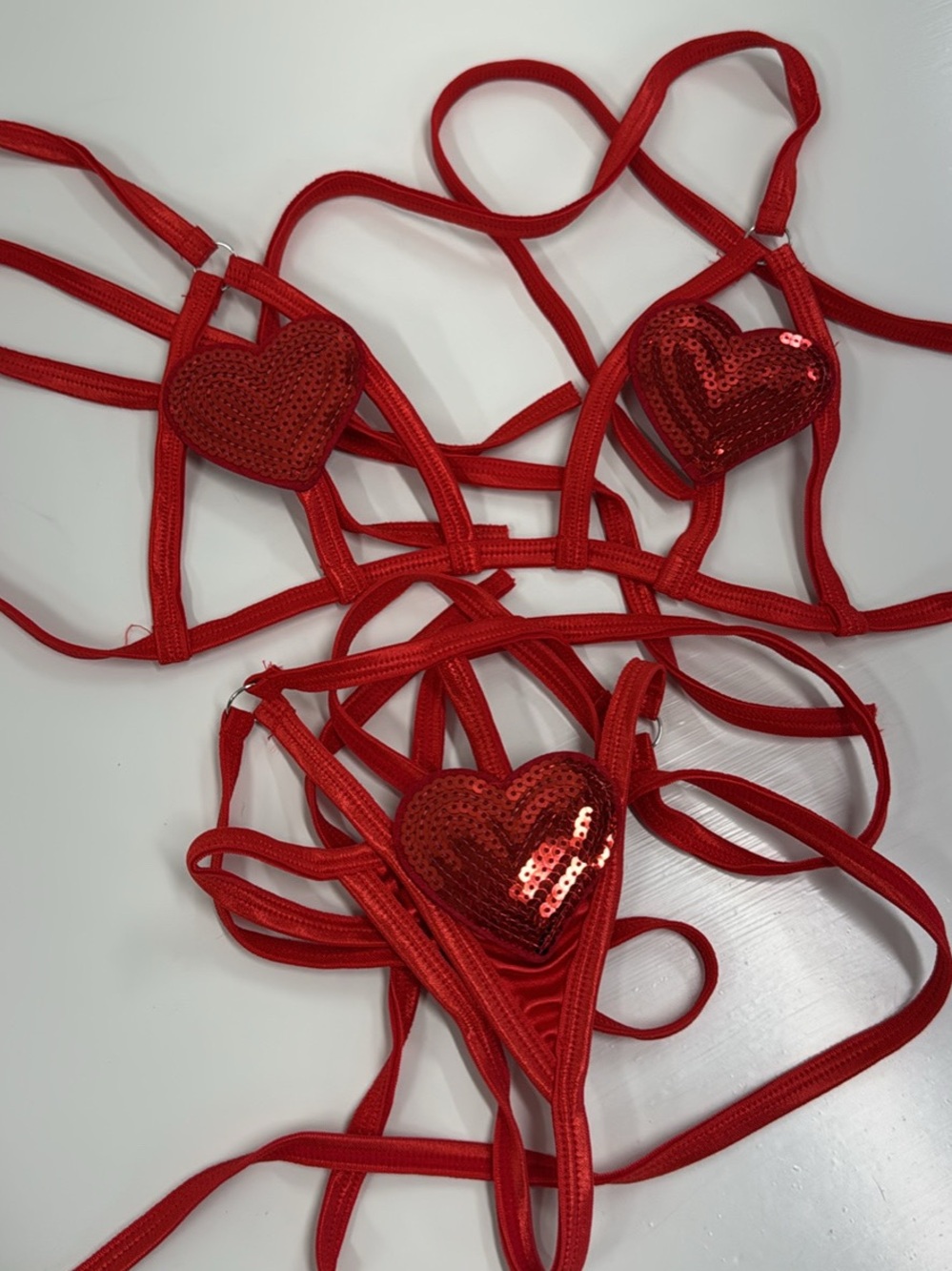 Red Sequin Heart Strappy Women's Accessory - Glam Statement
